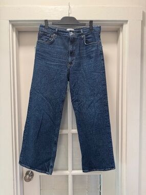 AGolde Ren Wide-Leg Cropped Jeans Medium Indigo Sz 30